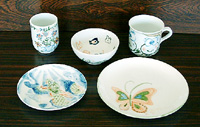 肥前吉田焼　絵付け体験作品から